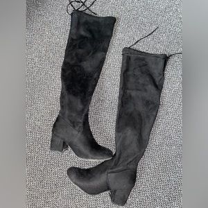 Black Thigh High Booties